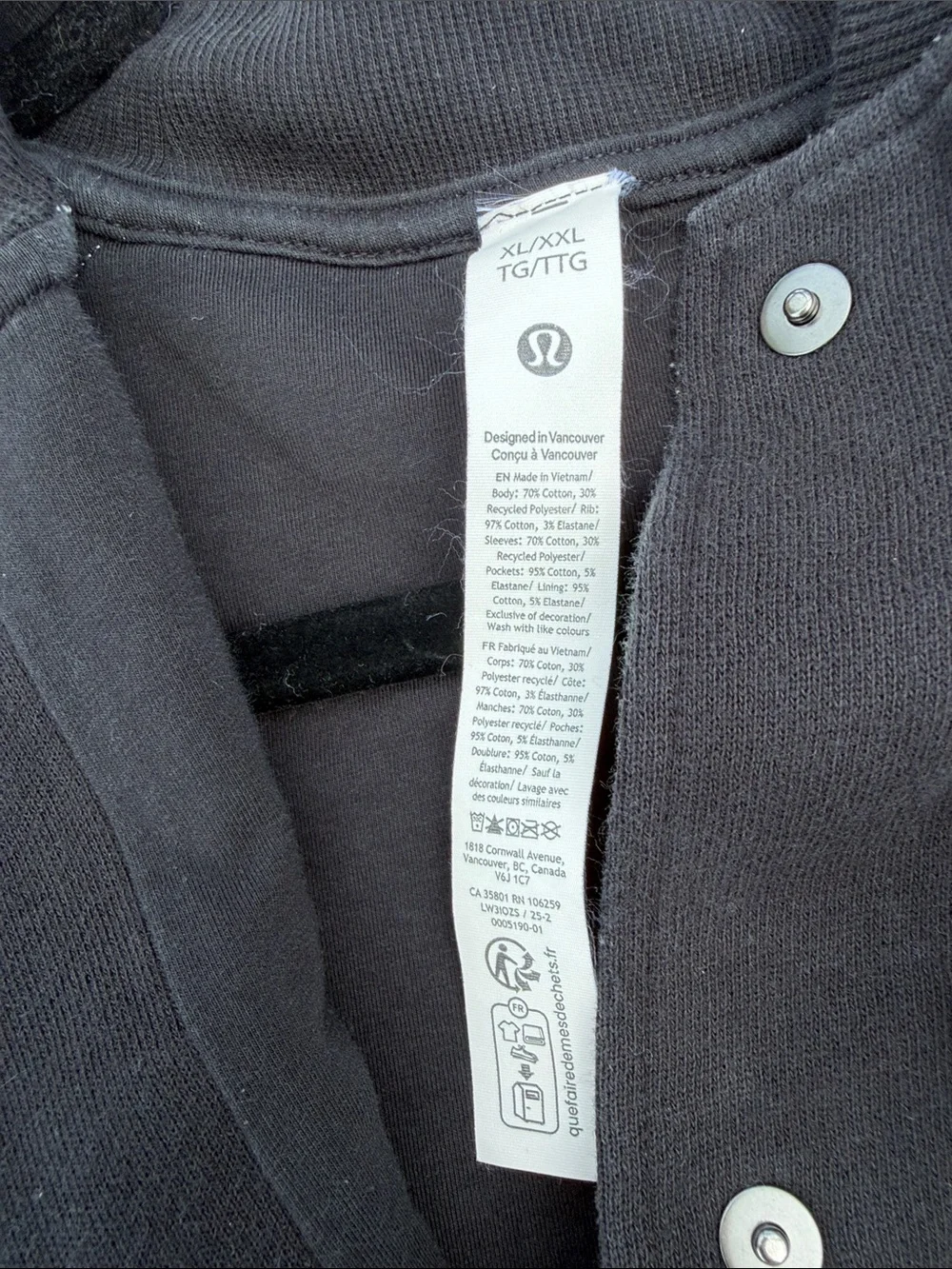 lululemon athletica Black & Cream Letterman Jacket